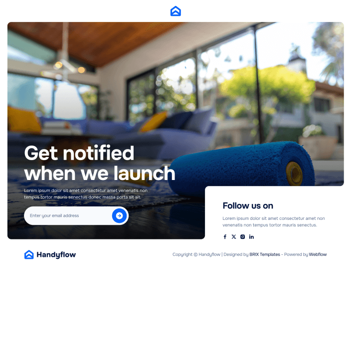 Handyflow X - Coming Soon Utility Page - Handyman Webflow Template | BRIX Templates

