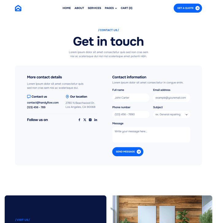 Handyflow X - Contact V2 Main Page - Handyman Webflow Template | BRIX Templates
