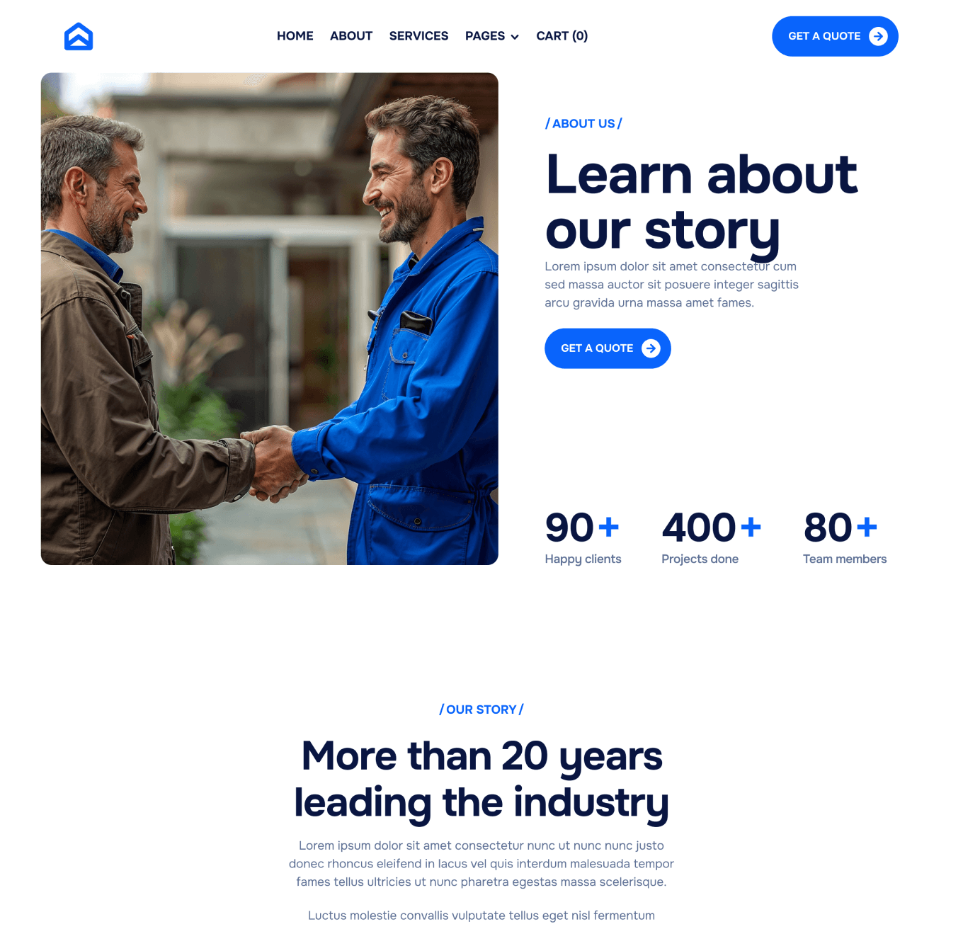 Homerepair X - About Hero Page - Handyman Webflow Template