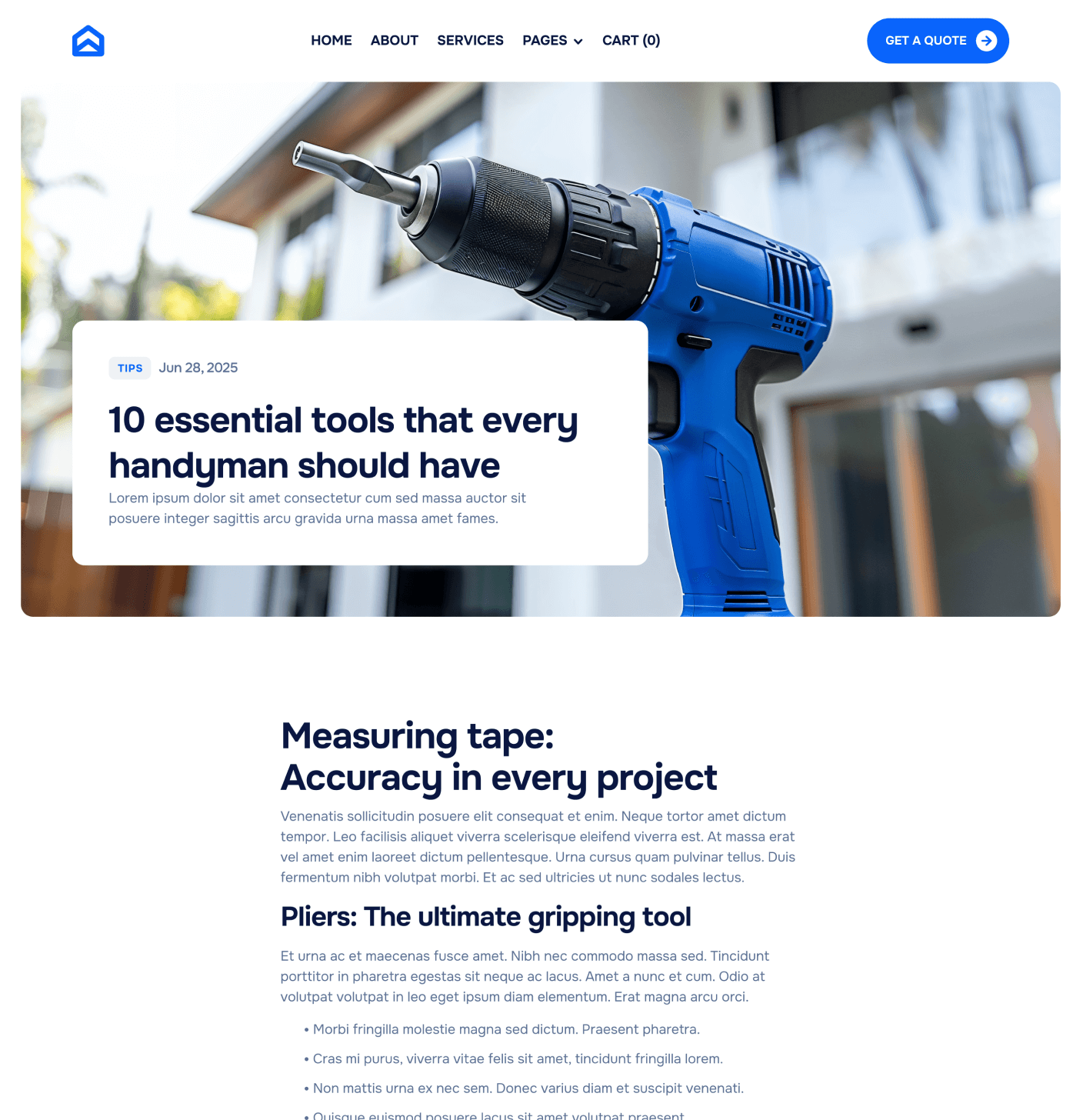 Homerepair X - Blog Post Main Page - Handyman Webflow Template