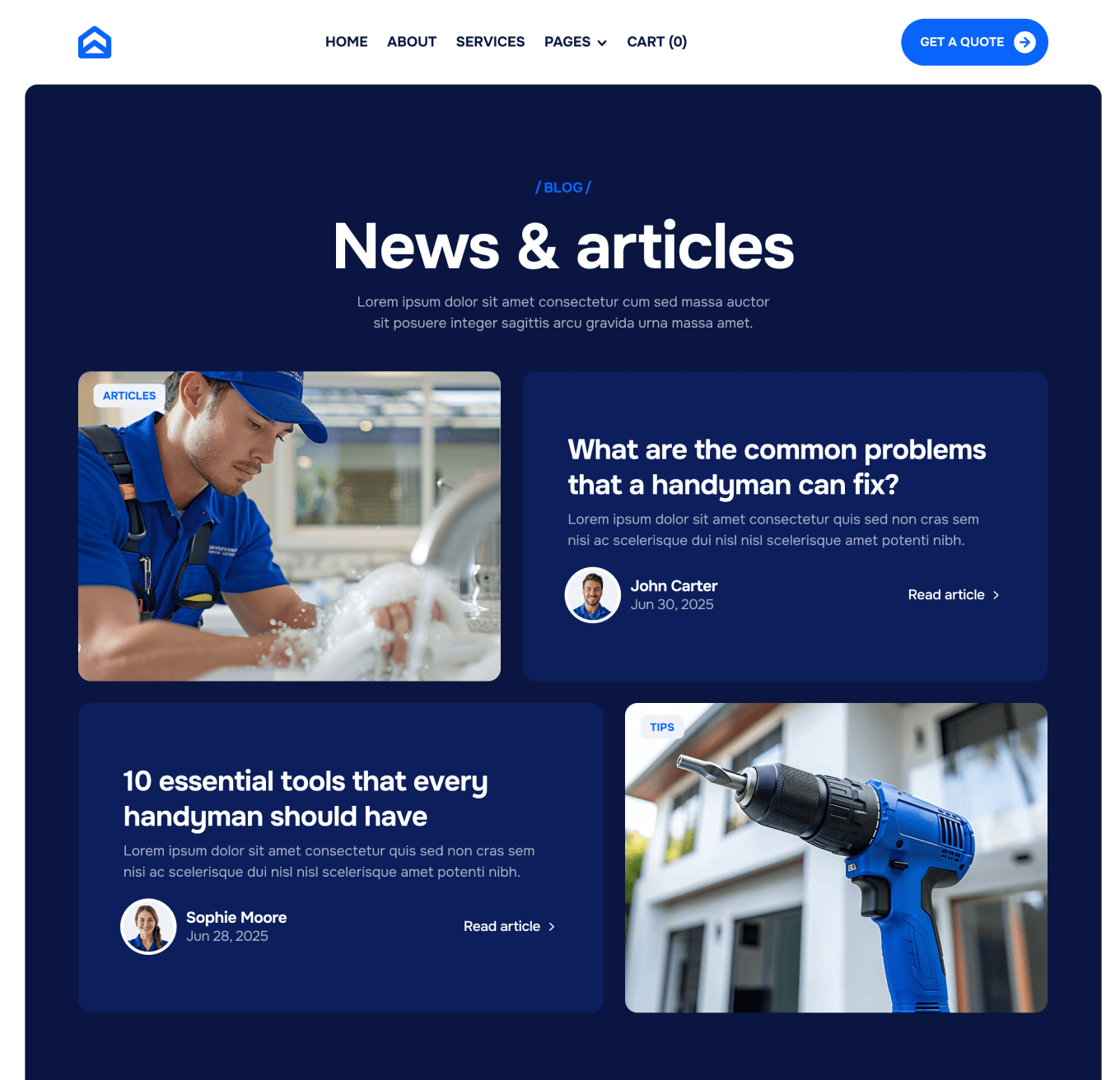 Homerepair X - Blog V2 Hero Page - Handyman Webflow Template