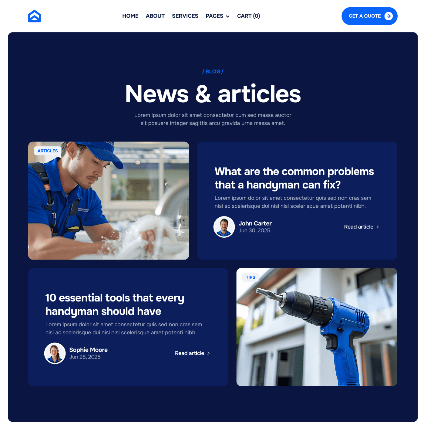 Homerepair X - Blog V2 Main Page - Handyman Webflow Template