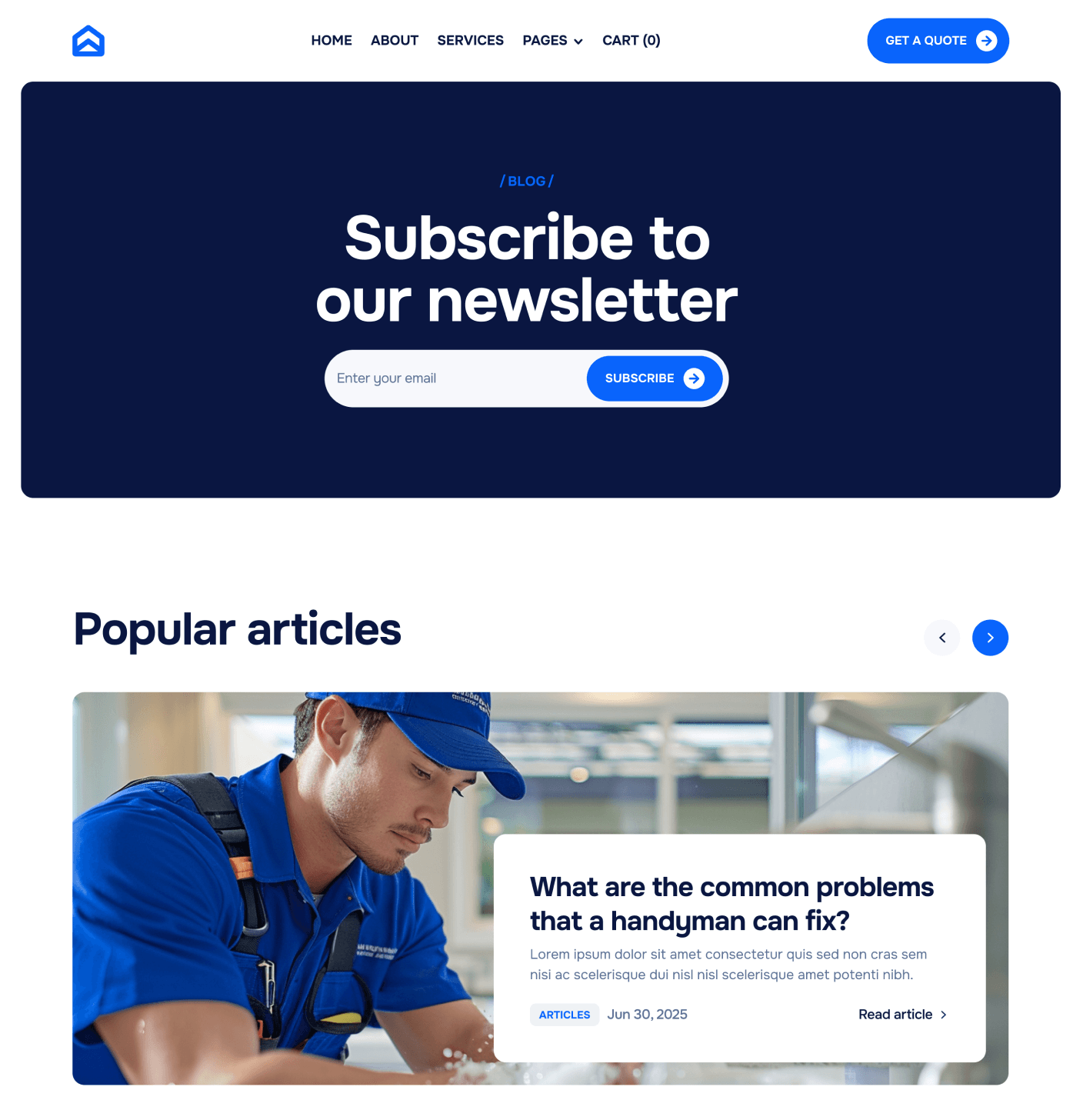 Homerepair X - Blog V3 Main Page - Handyman Webflow Template
