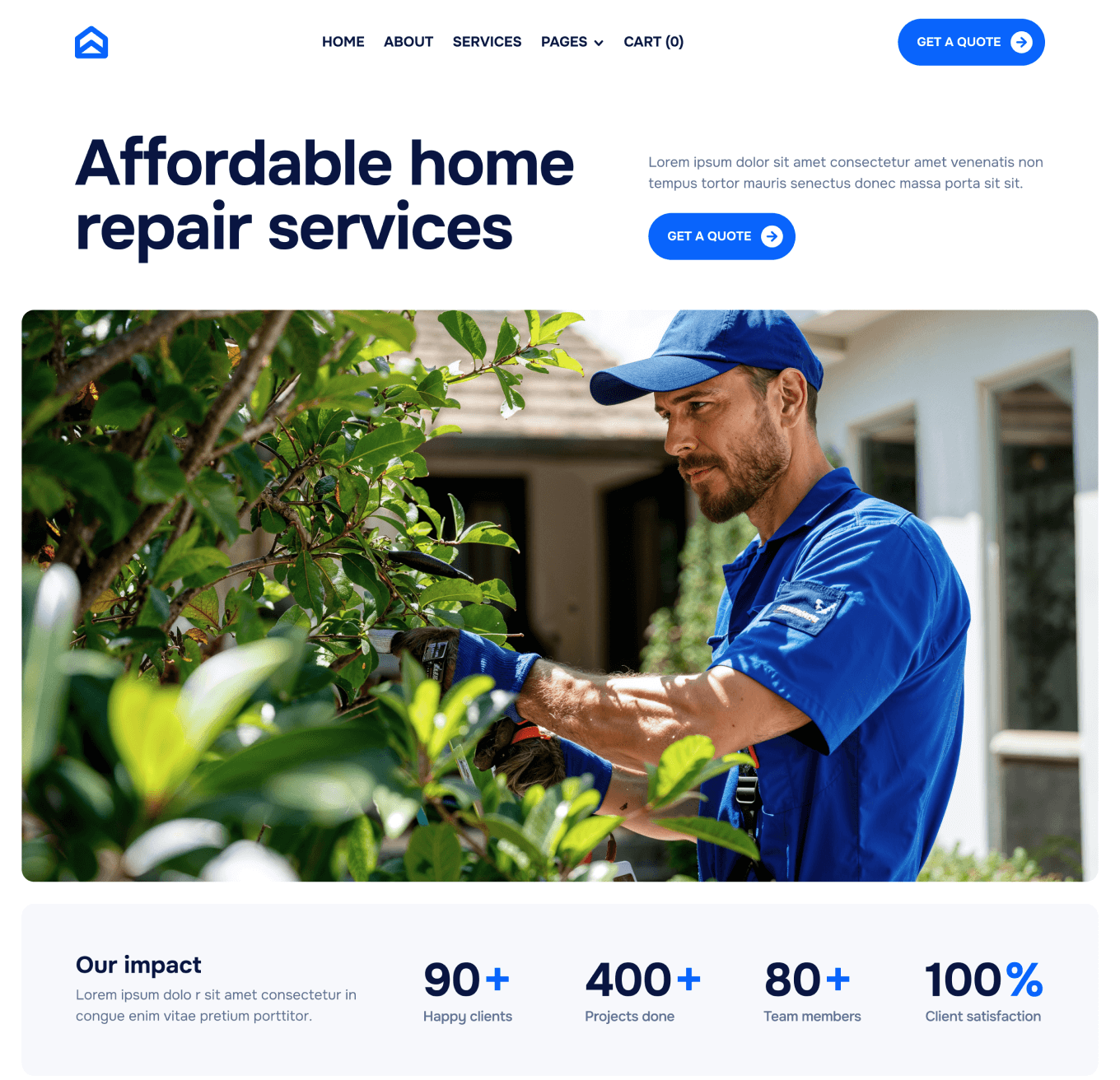 Homerepair X - Home V2 Hero Page - Handyman Webflow Template