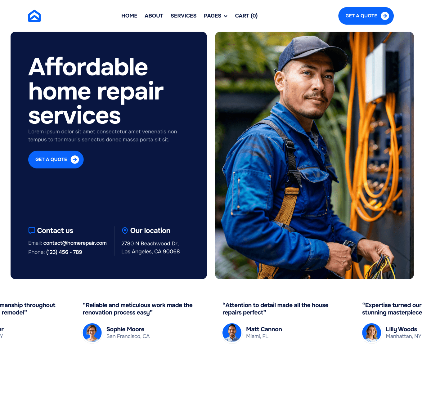 Homerepair X - Home V3 Hero Page - Handyman Webflow Template