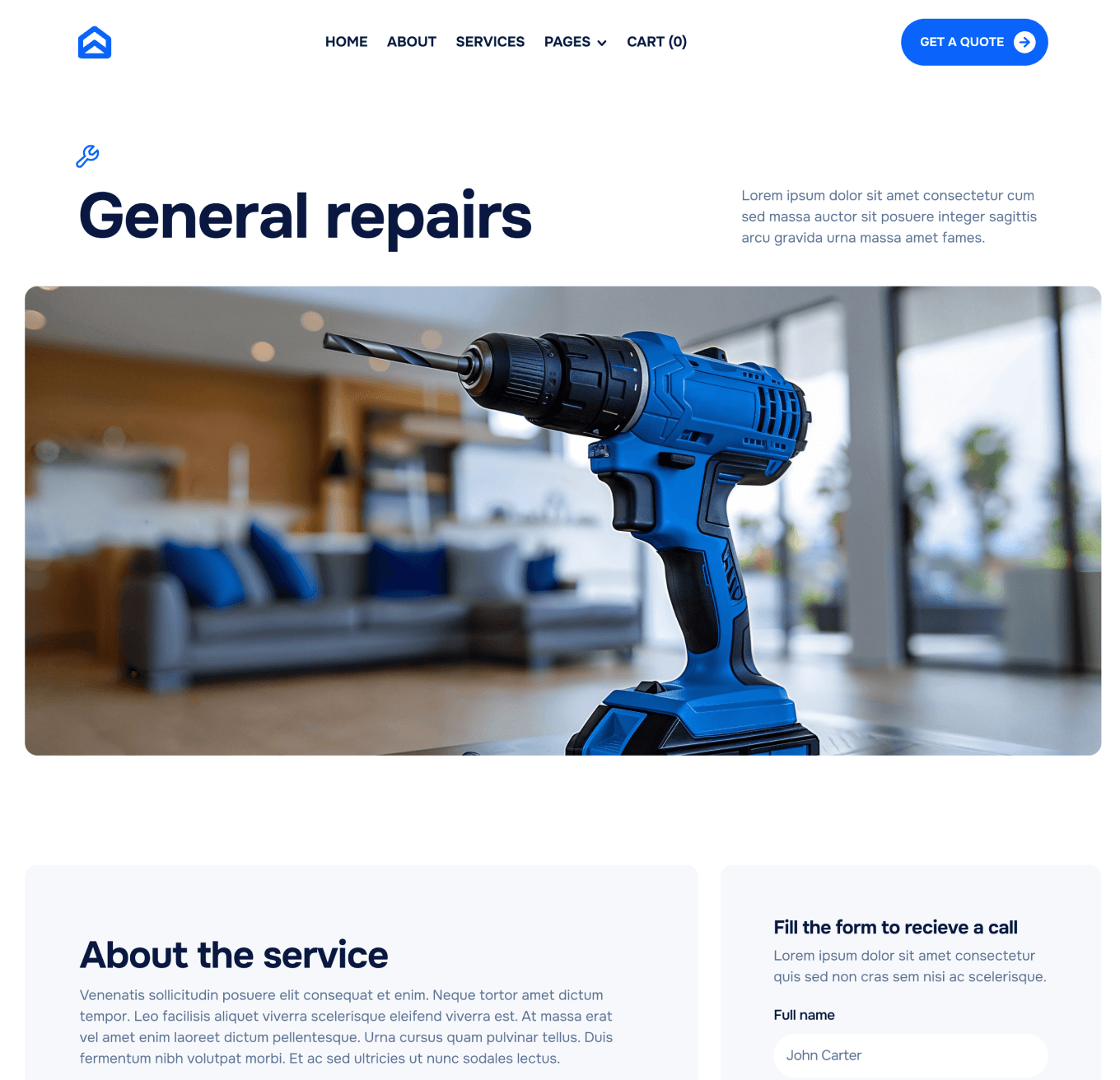 Homerepair X - Service Single Hero Page - Handyman Webflow Template