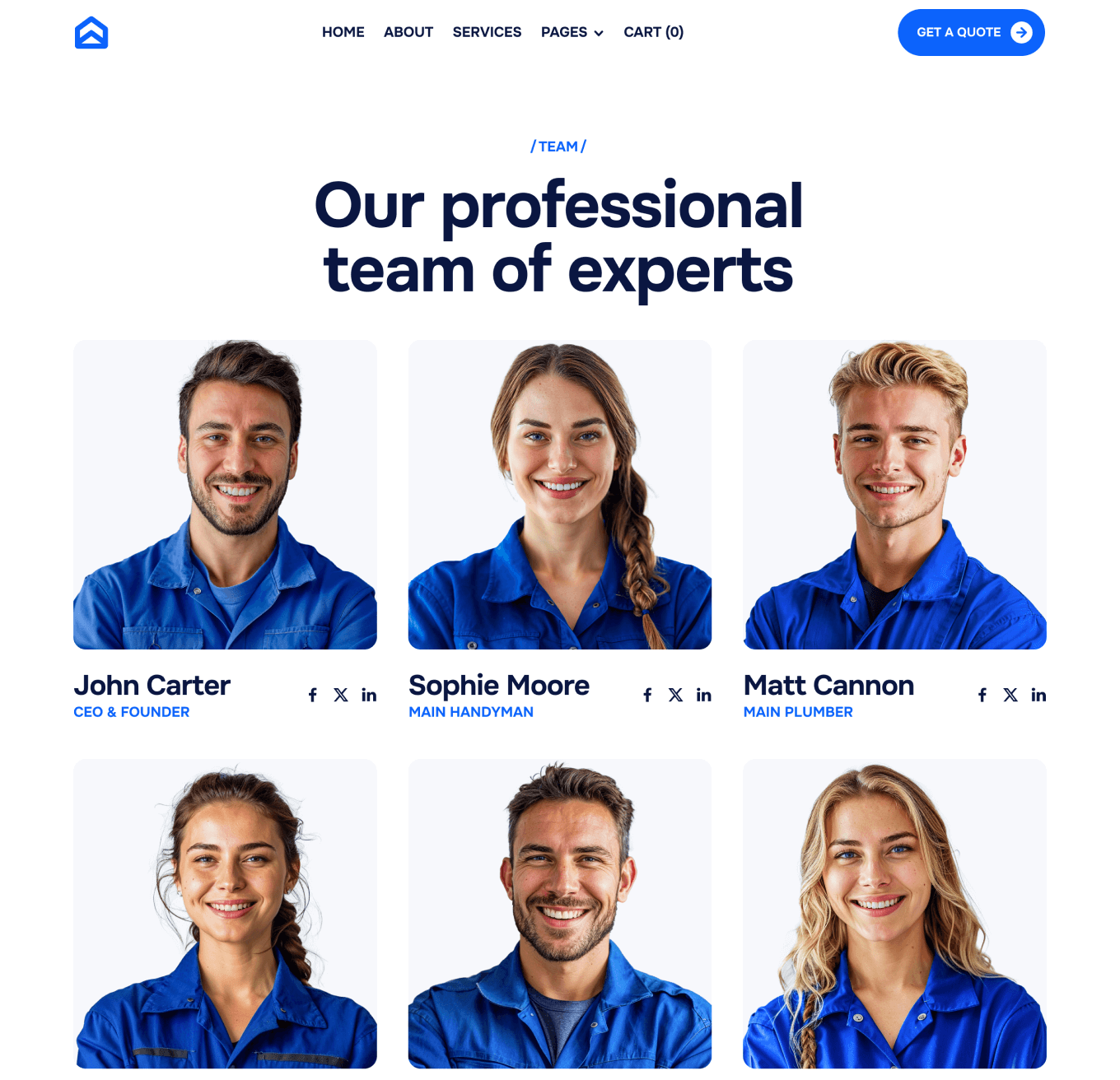 Homerepair X - Team Member Hero Page - Handyman Webflow Template