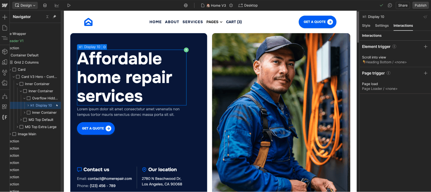 Animations - Homerepair X Webflow Template | BRIX Templates